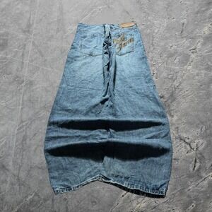 Baggy Phat Farm Wide Leg Southpole Style Embroidered Y2K Vintage Jeans 38x33